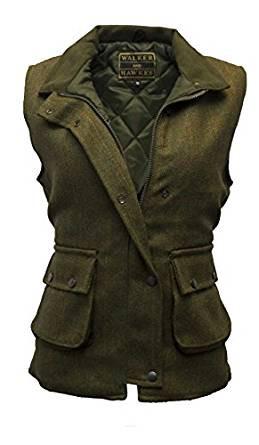 Bayston Ladies Tweed Gilet, vest, mørk grøn - 8 (XS)