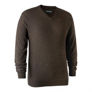 Deerhunter Mens Kingston Knit with V-Neck, Dark Elm