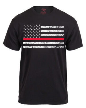 Rothco T-Shirt - Thin Red Line (Sort, L)