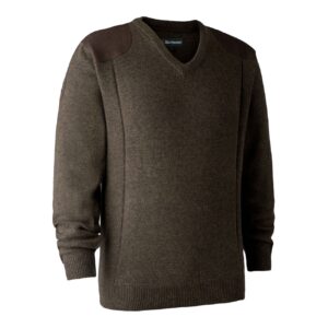 Striktrøje herre | Sheffield Knit with V-neck - Deerhunter - Dark Elm