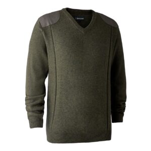 Striktrøje herre | Sheffield Knit with V-neck - Deerhunter - Green Melange