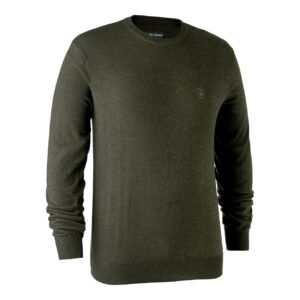 Striktrøjer til mænd | Kingston Knit with O-neck - Deerhunter - Green Melange