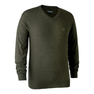 Striktrøjer til mænd | Kingston Knit with V-Neck - Deerhunter - Green Melange