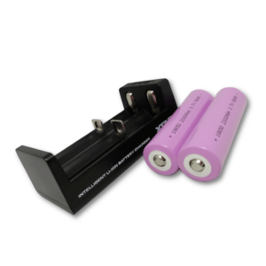 Batteripakke med 2 stk 18650 batterier og oplader