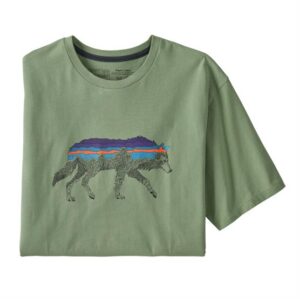 Patagonia Mens Back For Good Organic T-Shirt, Sedge Green / Wolf