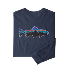 Patagonia Mens L/S Fitz Roy Trout Responsibili-Tee, New Navy