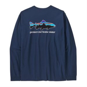 Patagonia Mens L/S Home Water Trout Responsibili-Tee, Lagom Blue