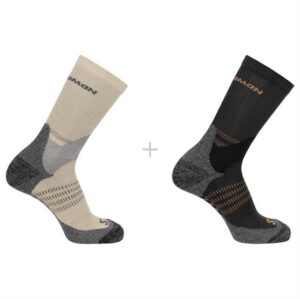 Salomon X Ultra Access Crew Sock 2-Pack, Ebony / Rainy Day