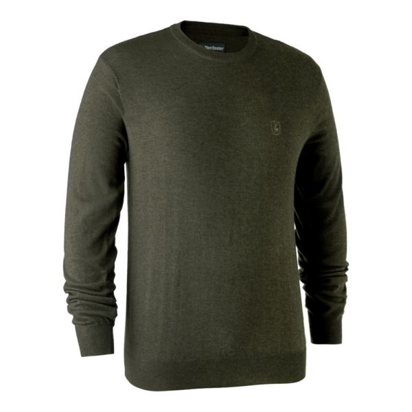 Deerhunter Kingston strik rund hals Green Melange - 2XL