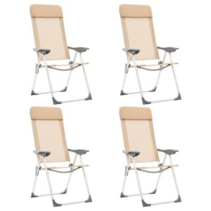 Foldbare campingstole 4 stk. aluminium cremefarvet