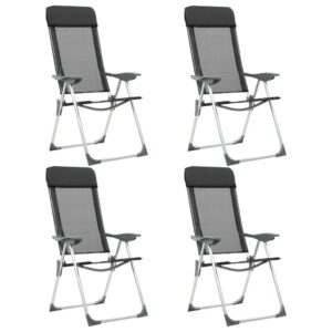 Foldbare campingstole 4 stk. aluminium sort