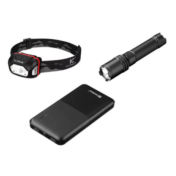 Pakke 2 - Powerbank, Lommelygte&Pandelampe - Powerbanks fra