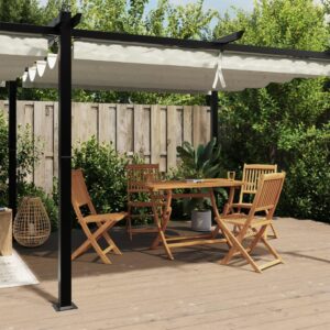 Pavillon med sammenrulleligt tag 3x6 m aluminium cremefarvet
