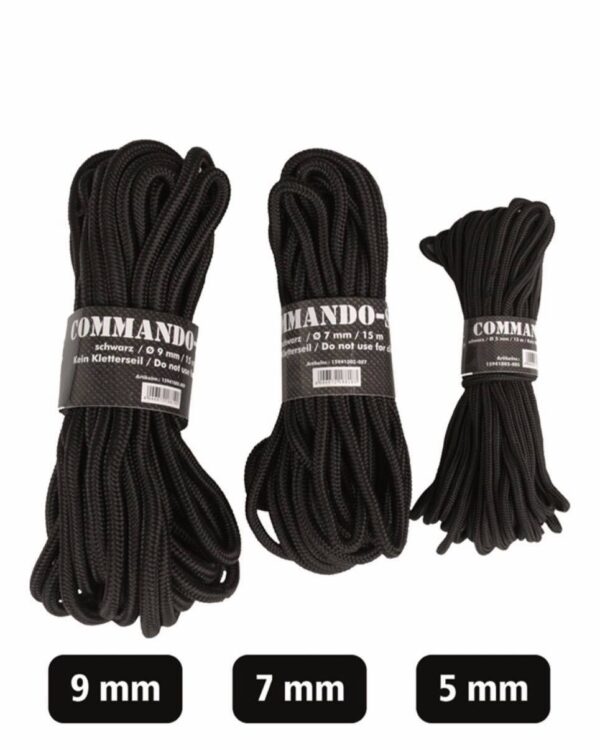 Reb 15 meter | BLACK (15M) COMMANDO ROPE - MIL-TEC - 5mm