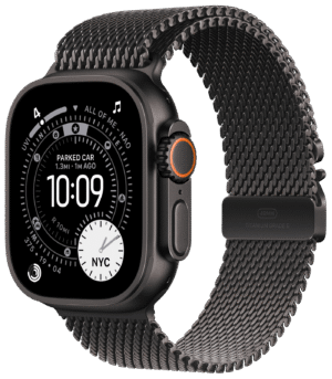 Apple Watch Ultra 3 49mm Svart Titan, Svart Milanese Loop (L)