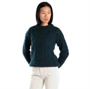 Fuza Wool Womens Princess Sweater Round Neck, Indigo