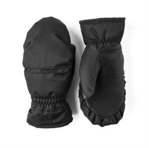 Hestra Womens Primaloft Leather Mitt, Black