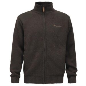 Pinewood Hurricane Full Zip Sweater Mens, D.Brown Mel