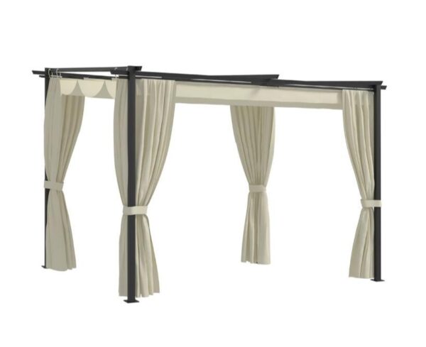 Pavillon med gardiner 3x3 m stål cremefarvet