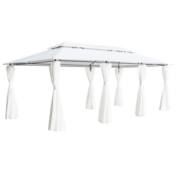 Pavillon med gardiner 600x298x270 cm 180g/m² hvid