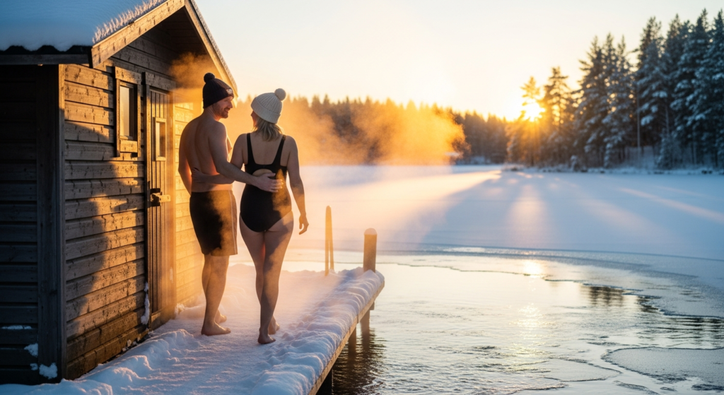 Vinterbadning med sauna