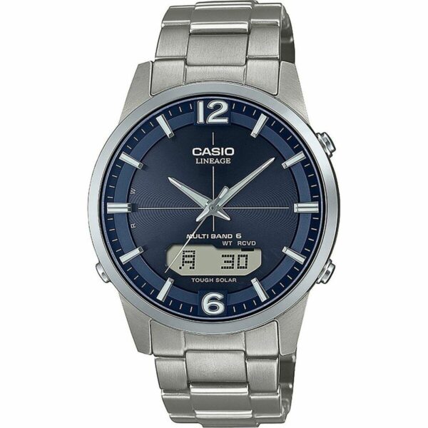 Casio Lineage herreur - sølvfarvet, blå skive, Ø 40 mm