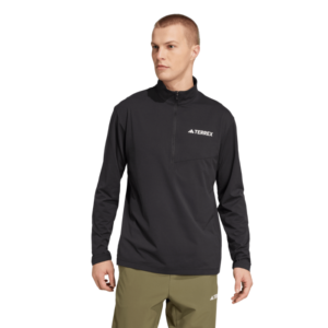 adidas Terrex Half Zip LS Tee Sort til mænd - Letvægts trøje til løb og udendørs aktiviteter