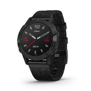 Garmin fenix 6 - Pro og Sapphire, Sort DLC med meleret sort nylonrem