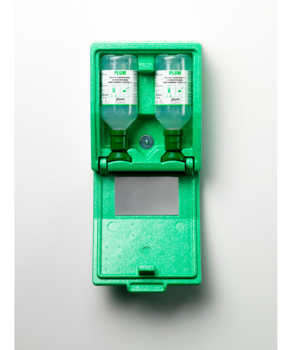 Plumøjenskyllestation med 2 flasker