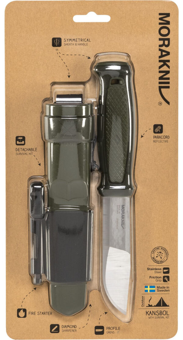 Morakniv Kansbol Kniv med Survival-Kit (109mm) Grøn