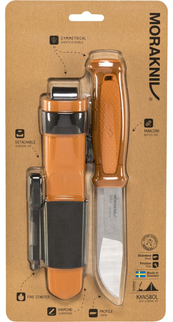 Morakniv Kansbol Kniv med Survival-Kit (109mm) Orange
